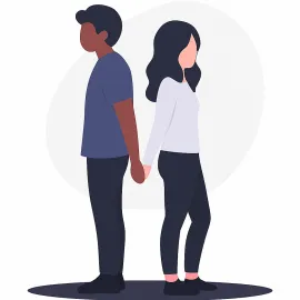 Grafik: ein Paar dreht sich den Rücken zu, ist jedoch in Kontakt