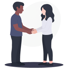 Grafik: ein Mann und eine Frau reichen sich die Hände